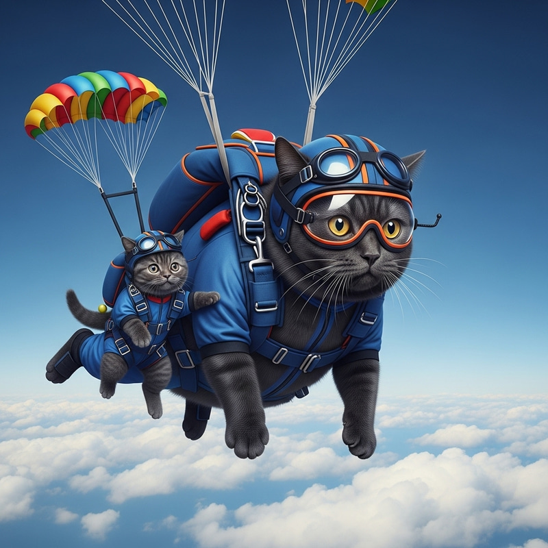 Real Life Skydiving Cats in Thrilling Plummet - Father-Son Duo Real Life Skydiving Cats in Thrilling Plummet - Father-Son Duo