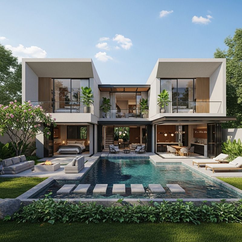 Serenely Designed 150 sqm Two-Storey House with Pool & Greenery