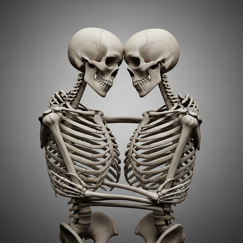 Skeletons Holding Each Other: Macabre Beauty