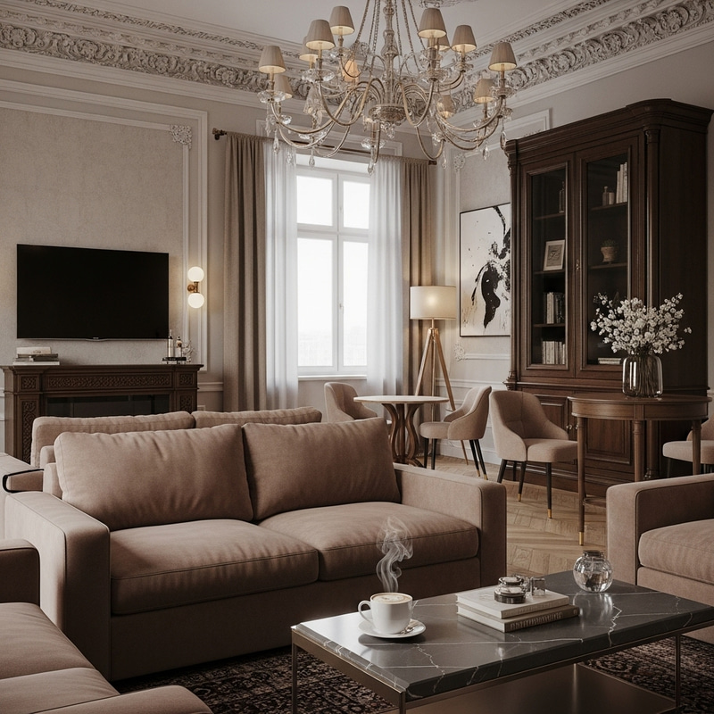 Sumptuous Sofa & Coffee: Aesthetic Classic-Modern Apartment Interior Sumptuous Sofa & Coffee: Aesthetic Classic-Modern Apartment Interior