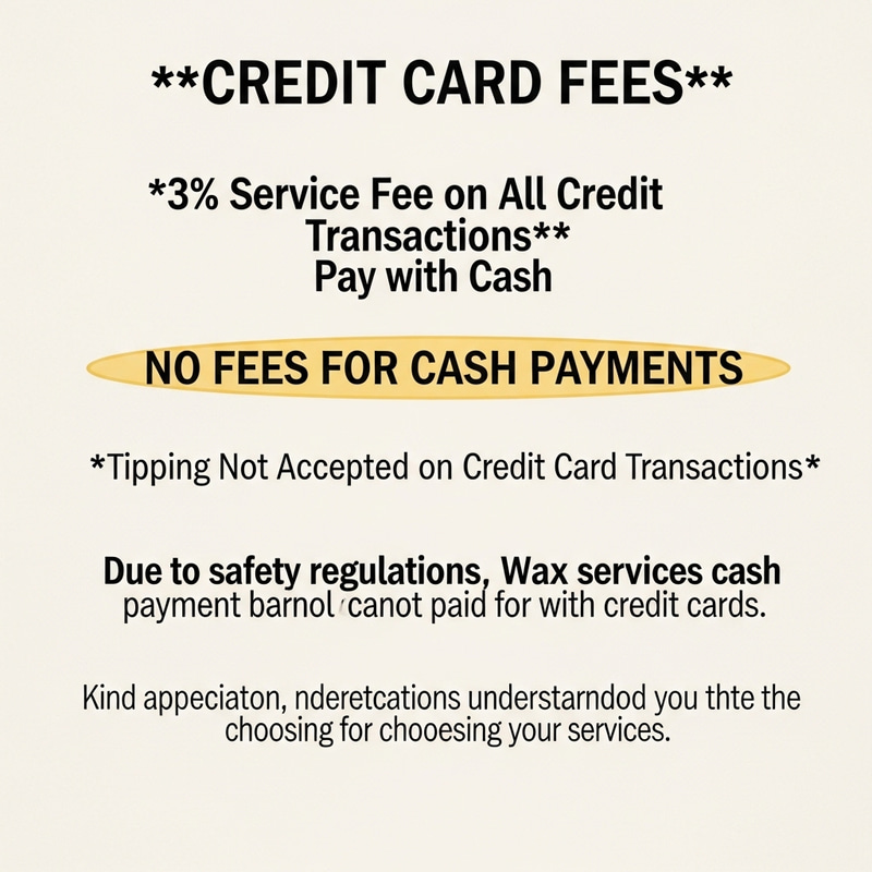 Credit Card Fees | Cash Payments Encouraged
