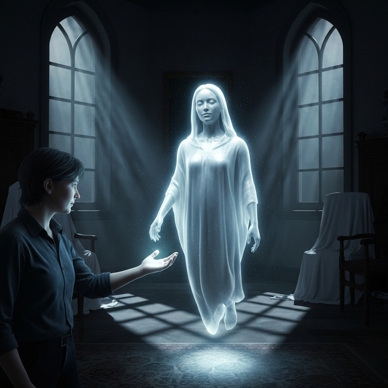 Friendly Encounter: Person Making Friends with Spirit Friendly Encounter: Person Making Friends with Spirit