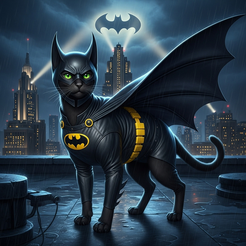 Cat in Batman Costume | Best Feline Superhero Impersonation Cat in Batman Costume | Best Feline Superhero Impersonation