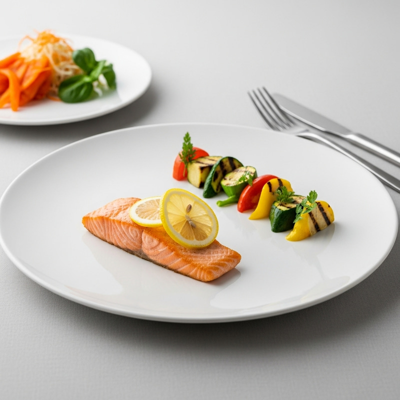 Minimalist Main Dish - Seared Salmon & Grilled Vegetables Recipe