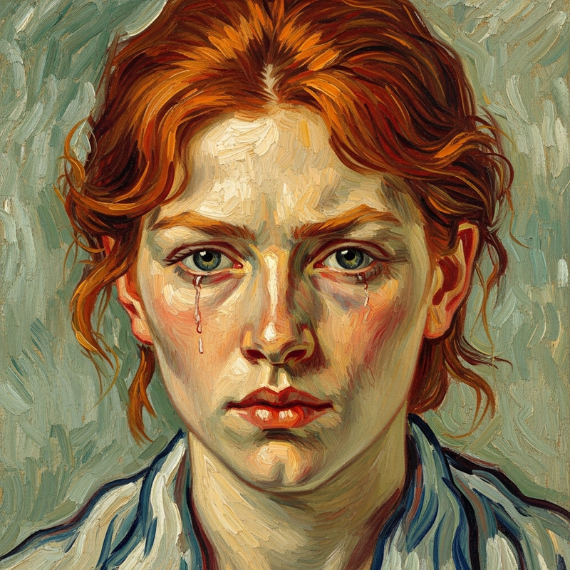 Emotionally Charged Portrait of a Red-Haired Woman | Impressionistic Style Emotionally Charged Portrait of a Red-Haired Woman | Impressionistic Style