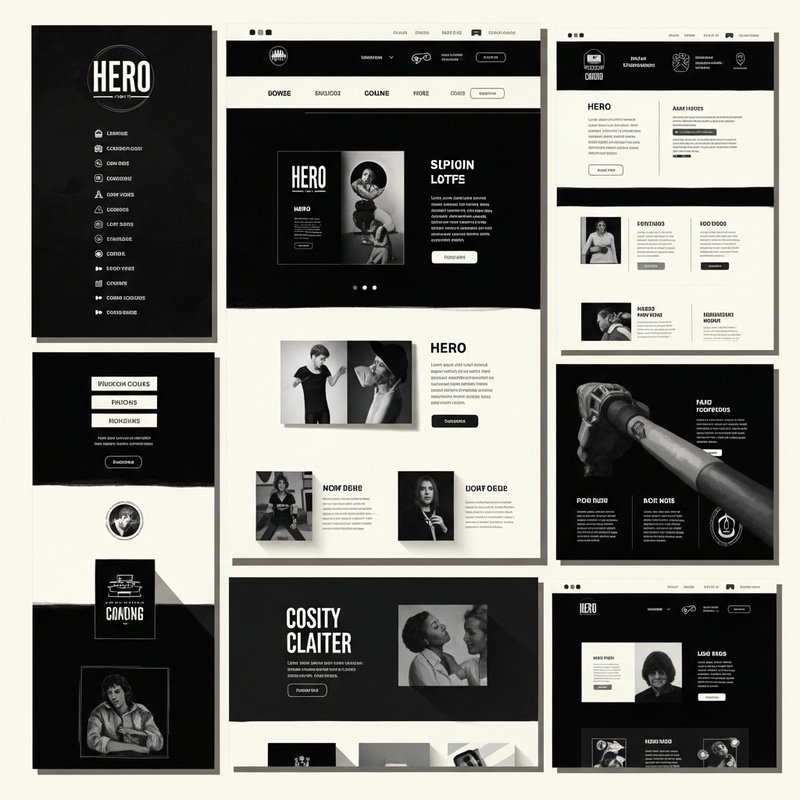 Vintage Black-and-White Poster Website Design Vintage Black-and-White Poster Website Design