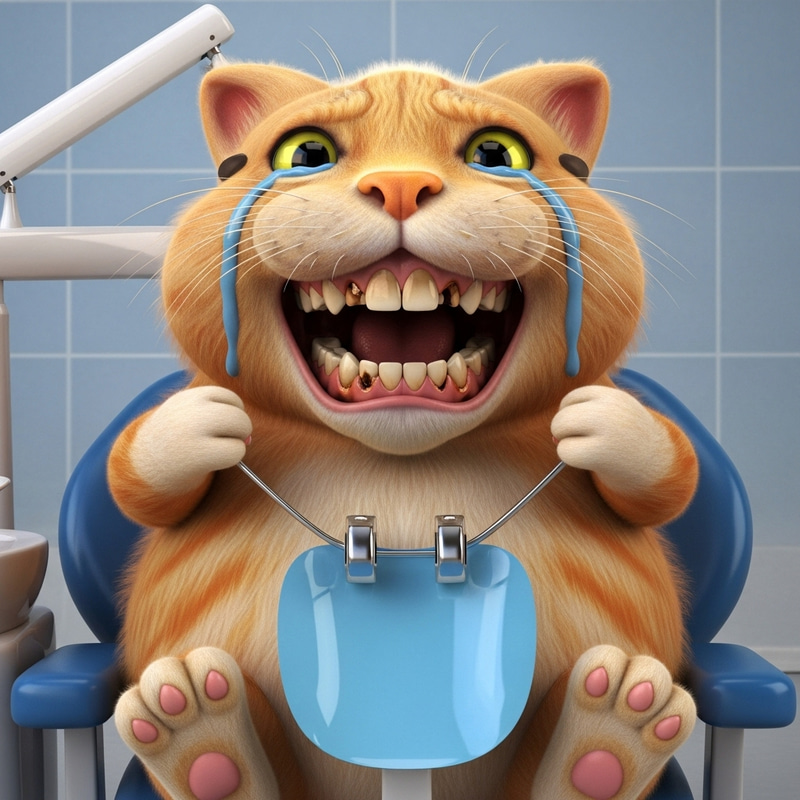 Sad Cat at Dentist with Dirty Brown Teeth | Hyperrealism Photo Sad Cat at Dentist with Dirty Brown Teeth | Hyperrealism Photo