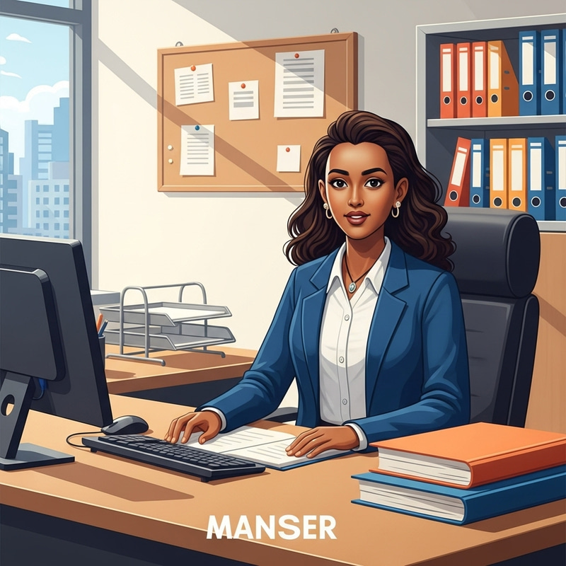 Ethiopian Girl Manager in Professional Office