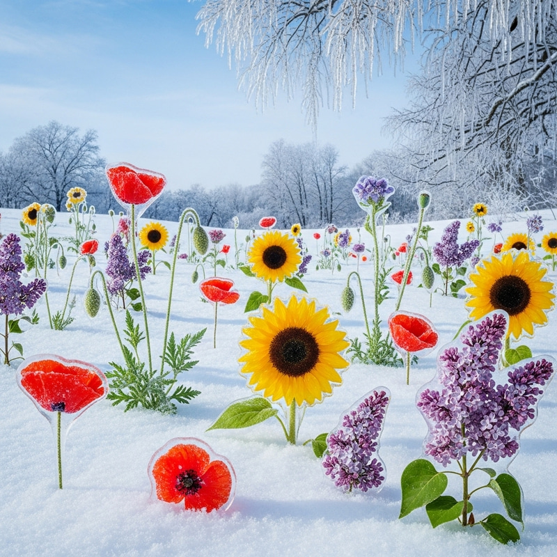 Winter Flowers: Frozen Beauty in a Serene Landscape Winter Flowers: Frozen Beauty in a Serene Landscape