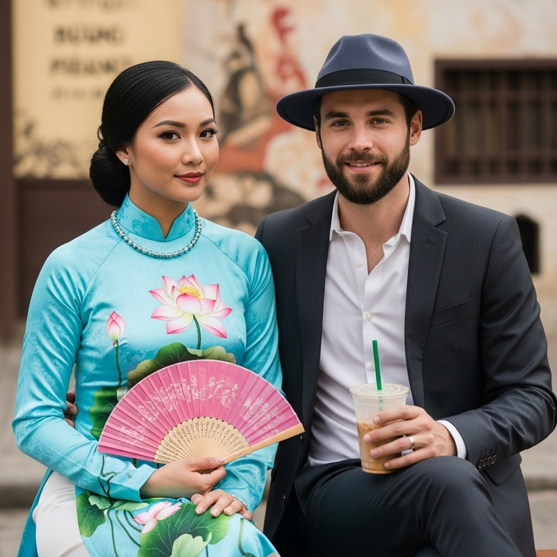 Hương and Minh - Traditional Vietnamese Ao Dai and Stylish Suit Hương and Minh - Traditional Vietnamese Ao Dai and Stylish Suit