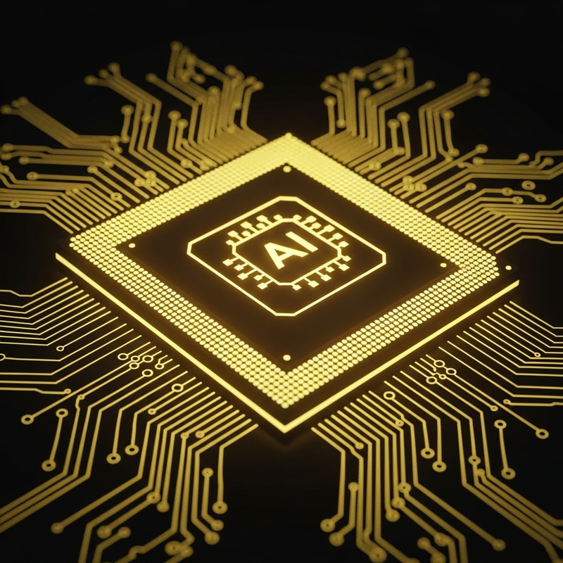 Innovative AI-Enhanced CPU in Warm Yellow Shade Innovative AI-Enhanced CPU in Warm Yellow Shade