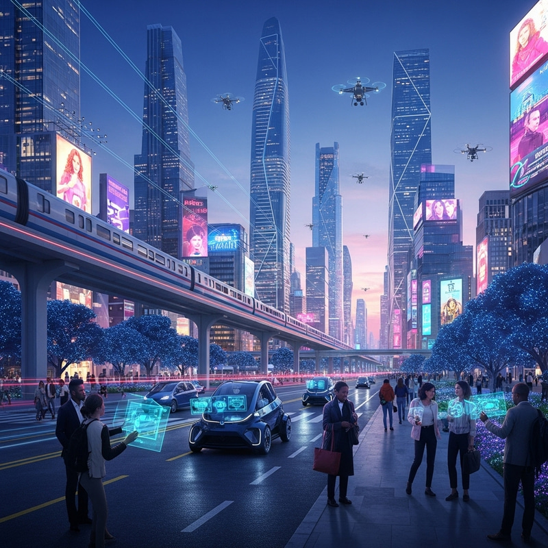 Super Modern City: Futuristic Skyscrapers, Neon Lights, Maglev Trains Super Modern City: Futuristic Skyscrapers, Neon Lights, Maglev Trains