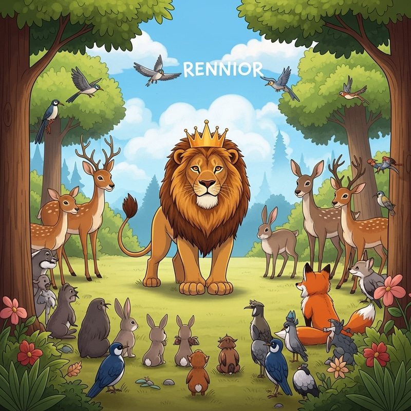 Majestic Lion Reuniting with Forest Animals Majestic Lion Reuniting with Forest Animals