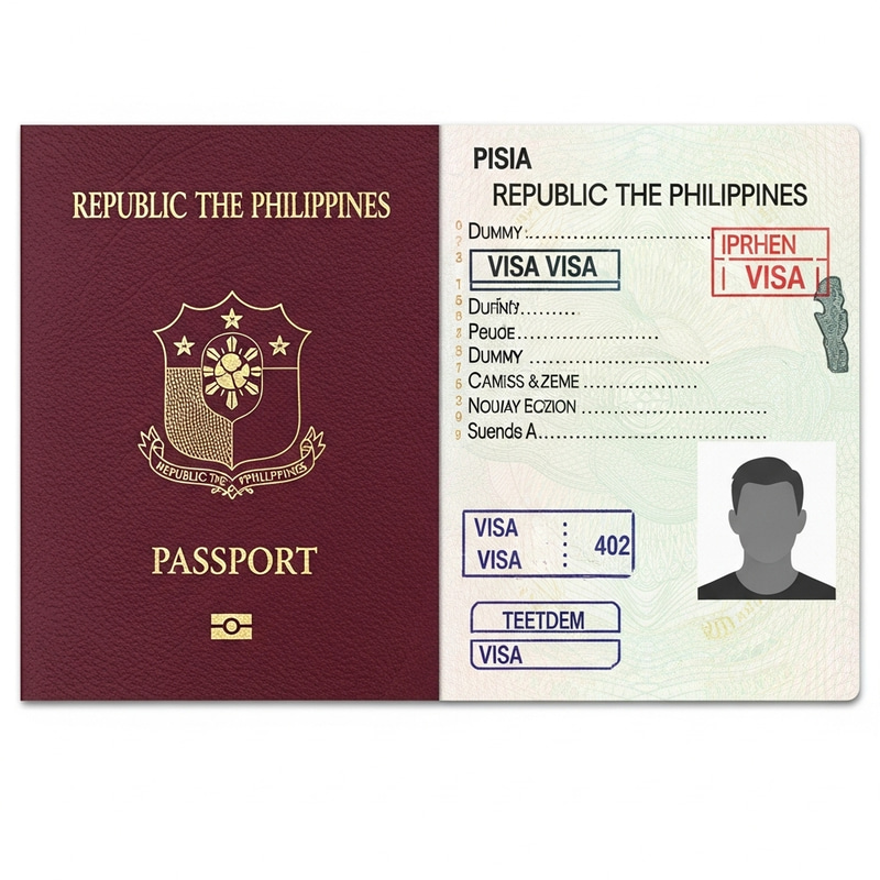 Original Philippine Passport: Golden Cover & Visa Markings Original Philippine Passport: Golden Cover & Visa Markings