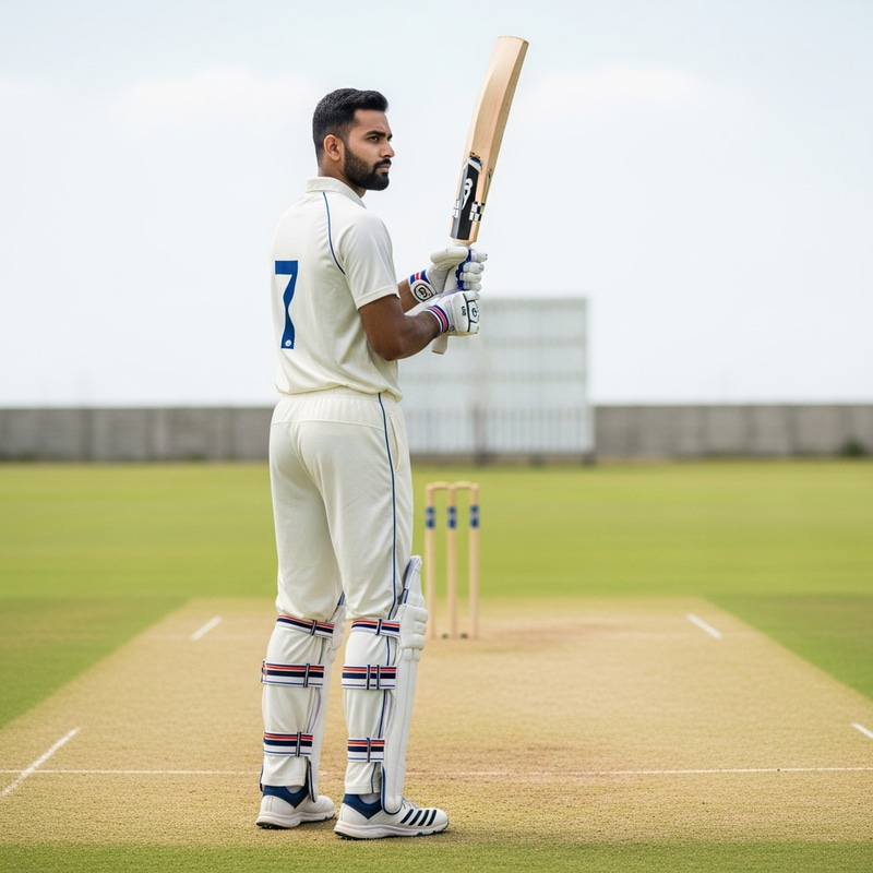 Tall Athlete in White Cricket Uniform | Number Seven on Field