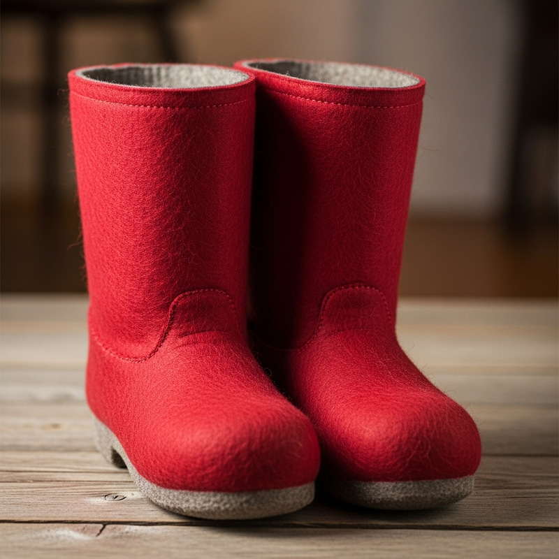 Red Valenki Boots in Vibrant Shade of Red Red Valenki Boots in Vibrant Shade of Red