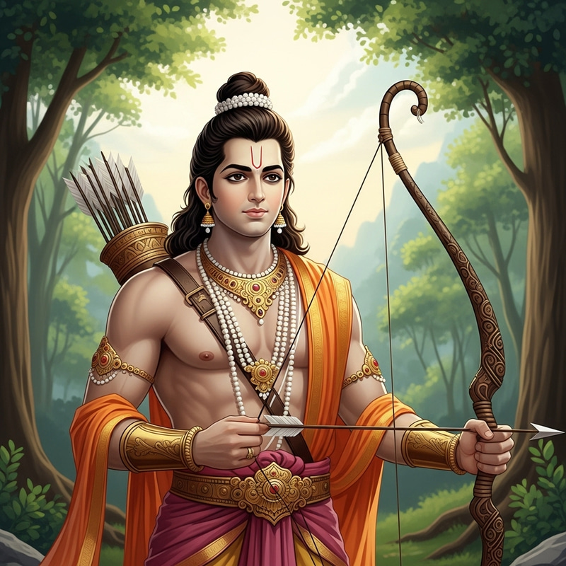 Lord Rama with Arrow: Traditional Indian Mythological Figure Lord Rama with Arrow: Traditional Indian Mythological Figure