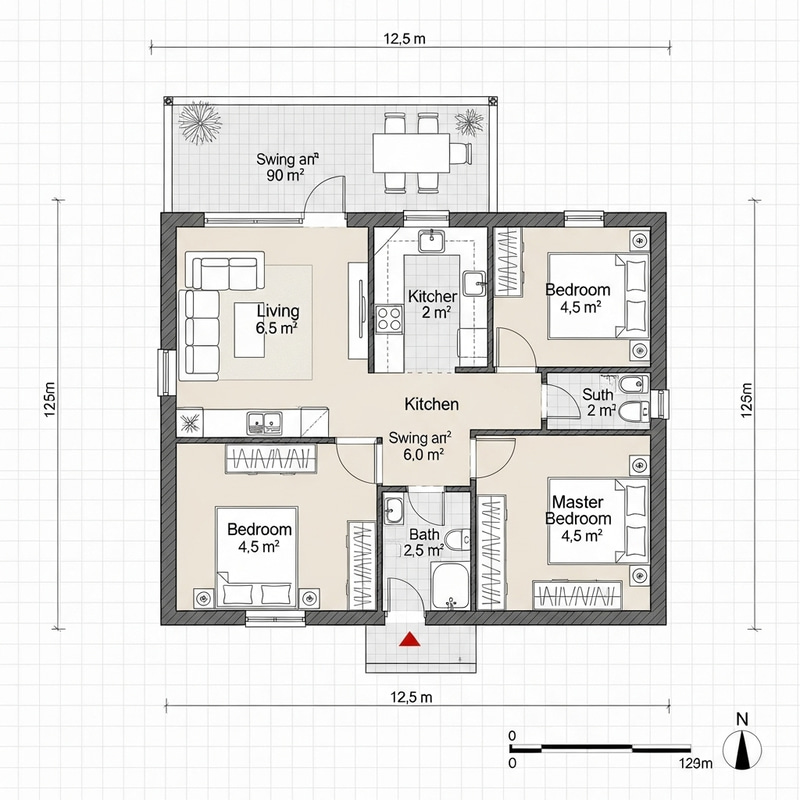 Architectural Blueprint of 150-Sqm Home Architectural Blueprint of 150-Sqm Home