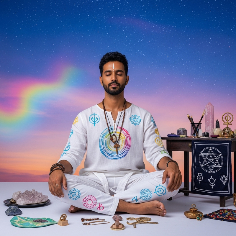 Spiritual Entrepreneur Meditating in Metaphysical Style