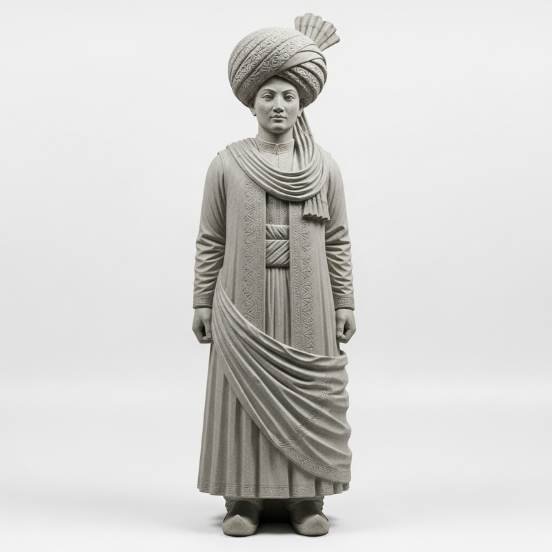 Detailed Stone Statue of Afghan Person on White Background Detailed Stone Statue of Afghan Person on White Background