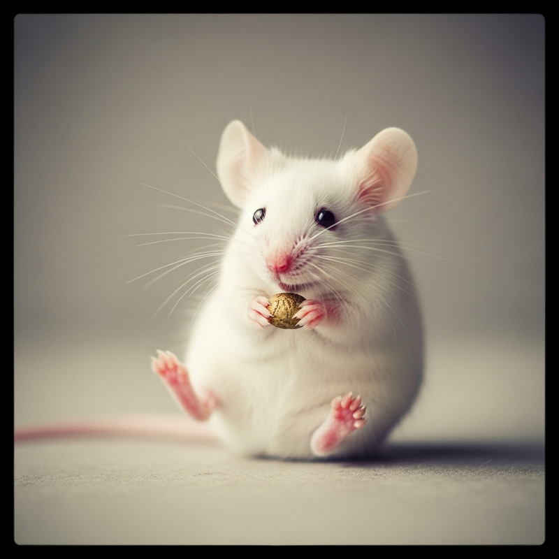 Adorable Vintage White Mouse Photo