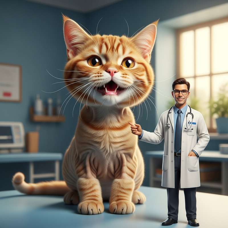 Adorable Bald Scottish Red Cat in Hospital Setting | Realistic Portrayal