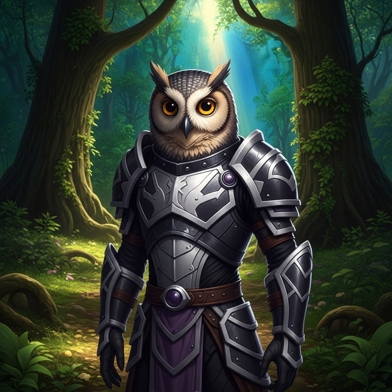 Owl-Man in Armor Without Helmet | Enchanted Forest Owl-Man in Armor Without Helmet | Enchanted Forest