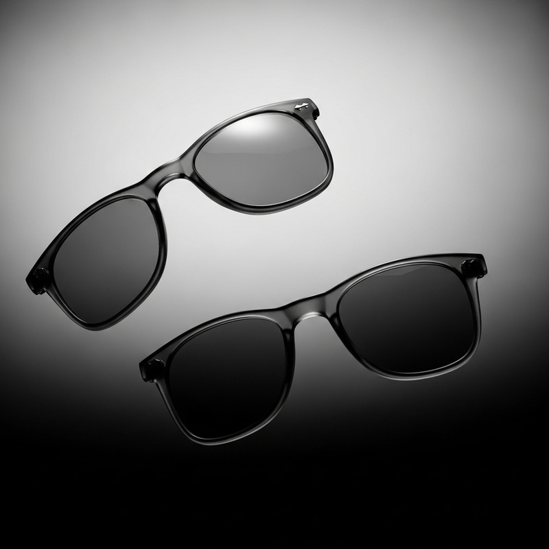 Clean Floating Browline Lenses on Gradient Background