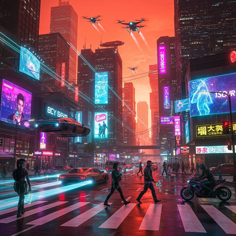 Explore the Vibrant Cyberpunk Cityscape Explore the Vibrant Cyberpunk Cityscape