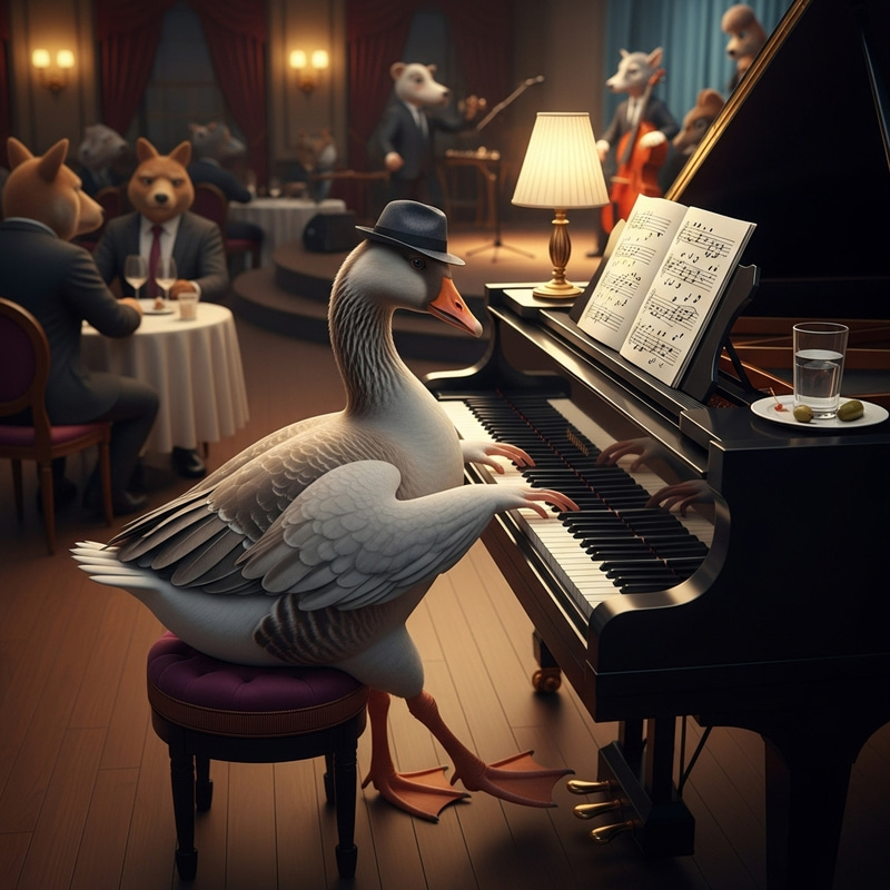 Goose Playing Piano - Musical Virtuoso