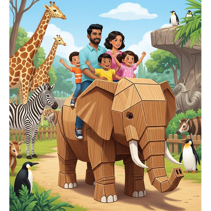 Exciting Zoo Adventure: Cardboard Elephant Fun