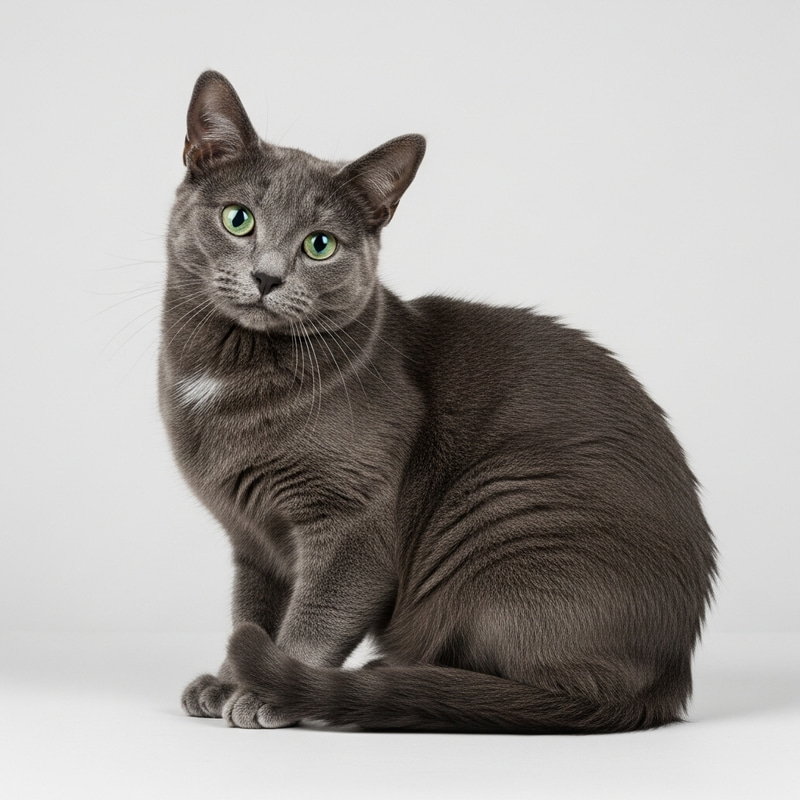 Beautiful Charcoal Grey Domestic Cat with Bright Green Eyes Beautiful Charcoal Grey Domestic Cat with Bright Green Eyes