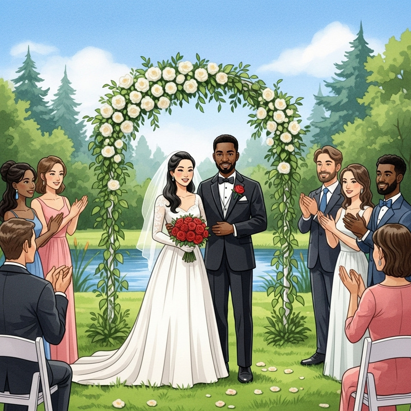 Romantic Wedding Watercolor Painting | Asian Bride & Black Groom Art Romantic Wedding Watercolor Painting | Asian Bride & Black Groom Art