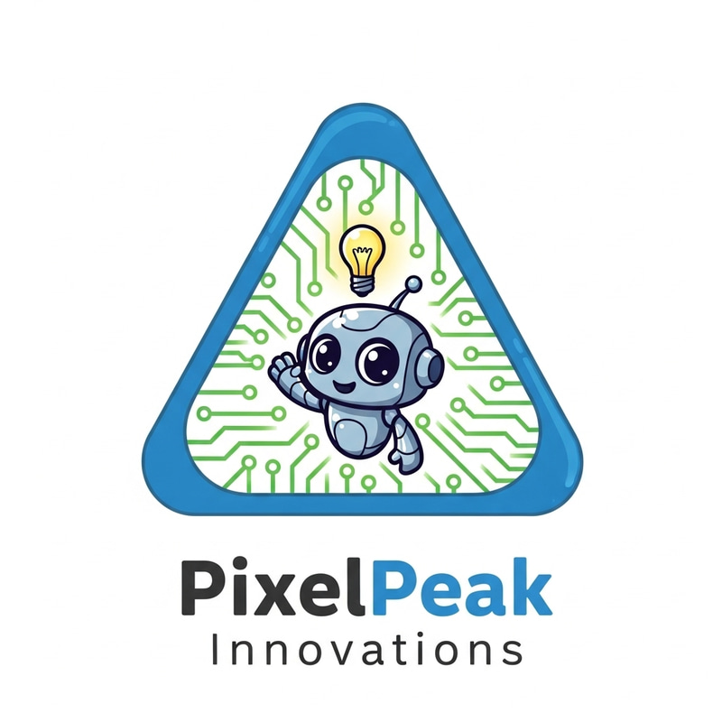 Cartoon Technology Logo | Triangle Design