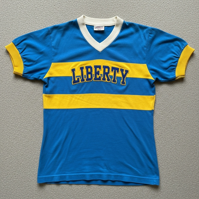 Blue 1950 Style Soccer Jersey with Yellow Stripes - Libertad