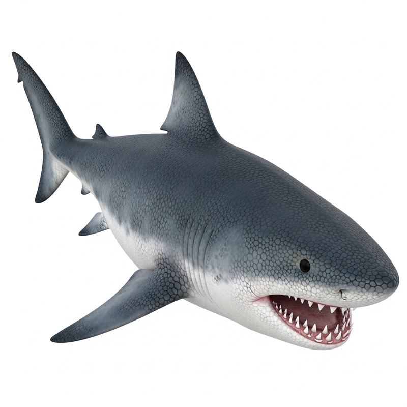 Create a 3D Shark Model: Streamlined Body, Tooth-like Scales & Sharp Teeth