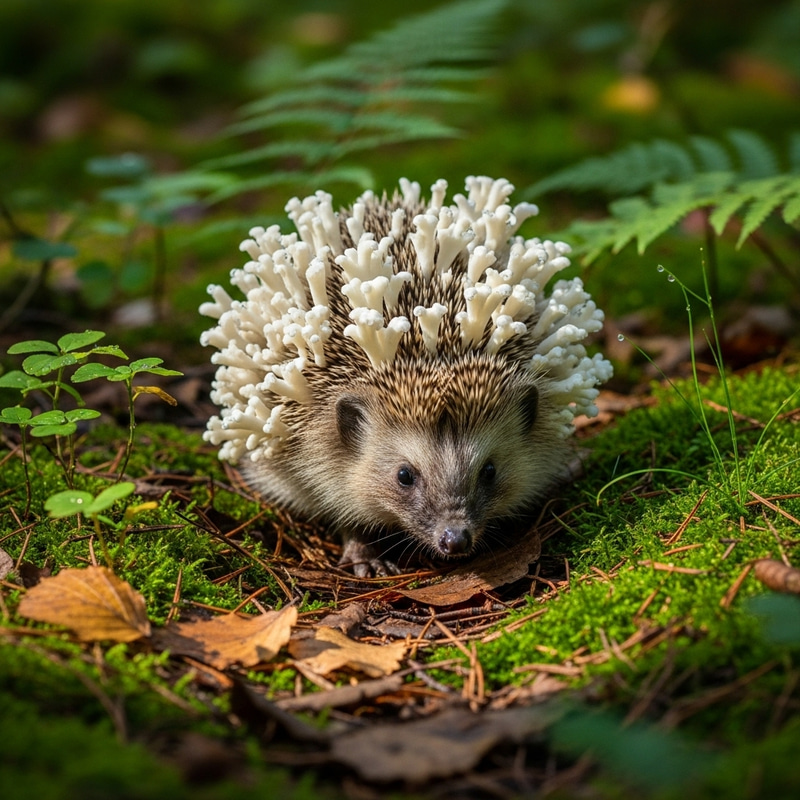 European Hedgehog Carrying Comb Tooth Fungus European Hedgehog Carrying Comb Tooth Fungus
