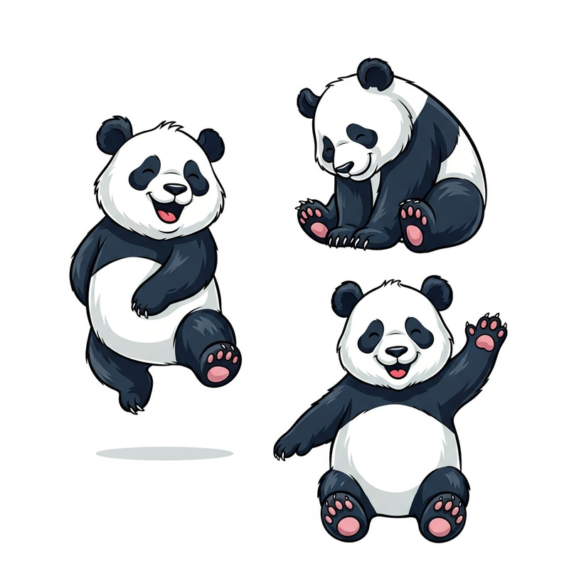 Cute and Vibrant Panda Character Poses in Vector Art Cute and Vibrant Panda Character Poses in Vector Art