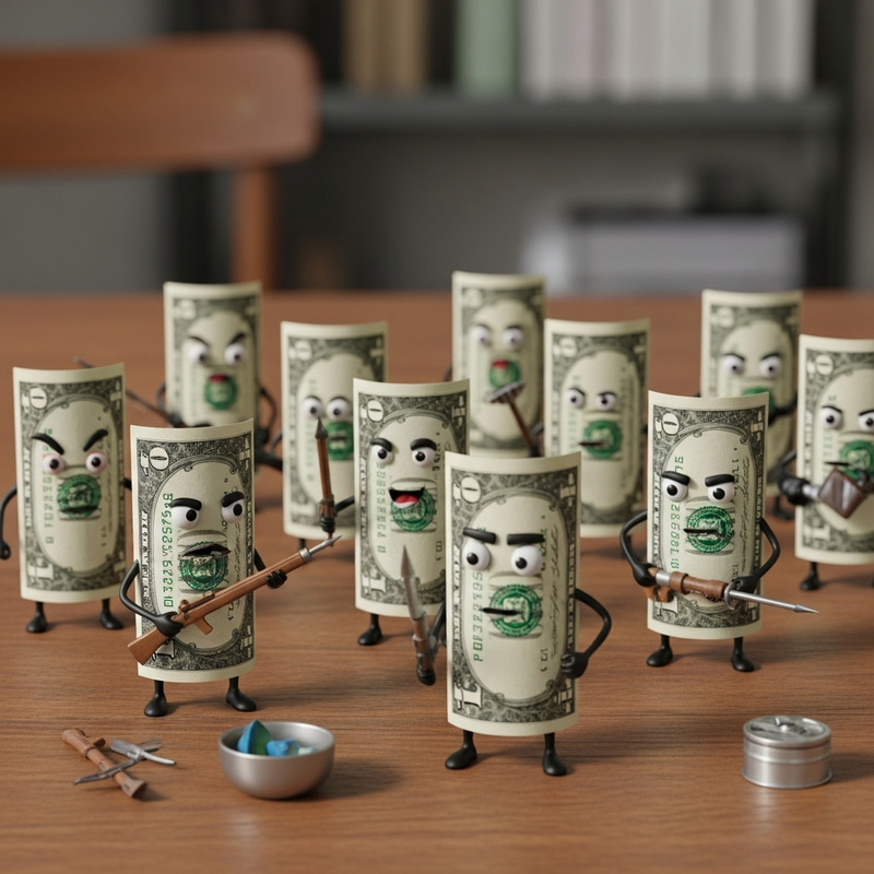 10 Dollar Bill Army: Amusing Concept of Dollar Bills in Battle Formation 10 Dollar Bill Army: Amusing Concept of Dollar Bills in Battle Formation