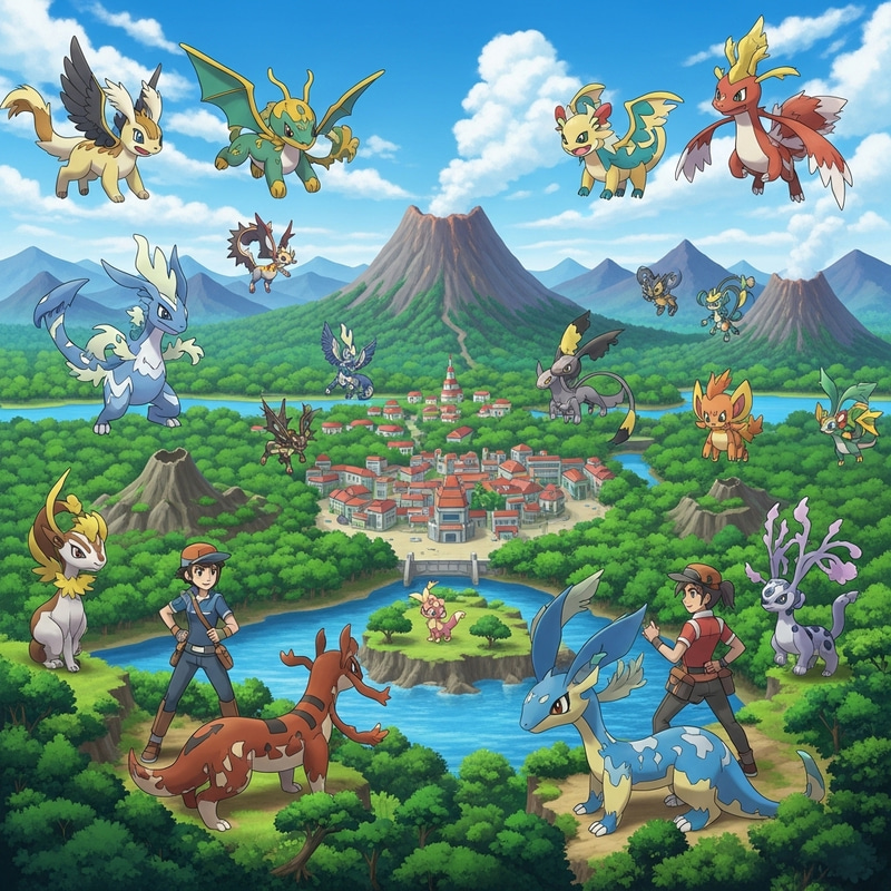 Imaginary Pokémon Region with El Salvadoran Influences Imaginary Pokémon Region with El Salvadoran Influences