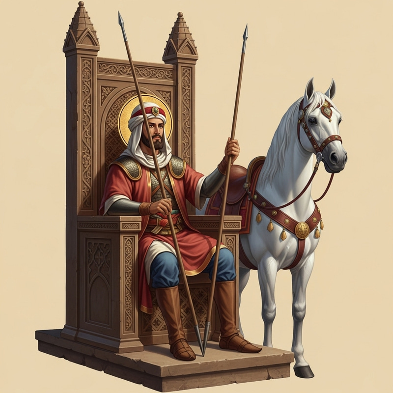 Saint George on Throne with White Horse | Medieval Artwork Saint George on Throne with White Horse | Medieval Artwork