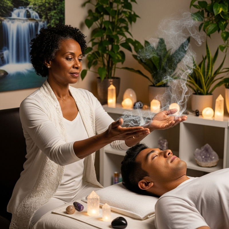 Reiki Healing Session: Serene Therapist Energy Transfer Reiki Healing Session: Serene Therapist Energy Transfer