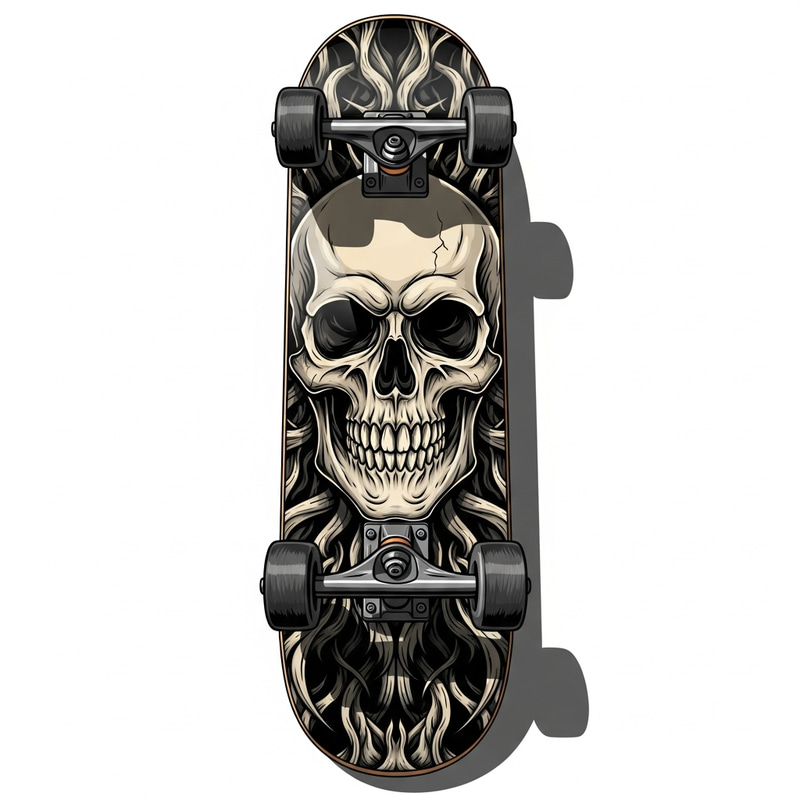 Skull Skateboard Design | Detailed Illustration