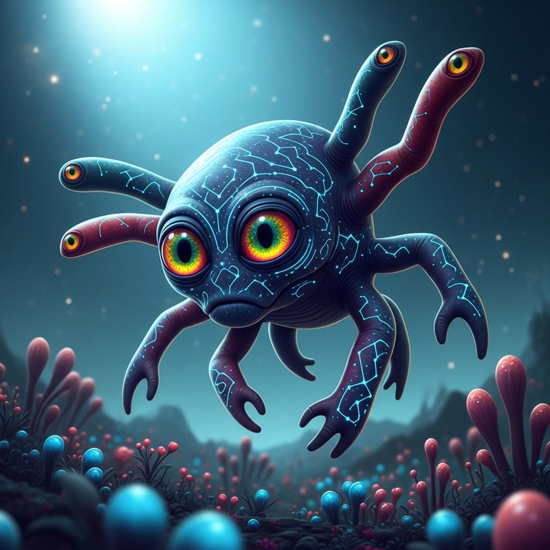 Colorful Alien Creature in Zero Gravity | Otherworldly Fauna Colorful Alien Creature in Zero Gravity | Otherworldly Fauna