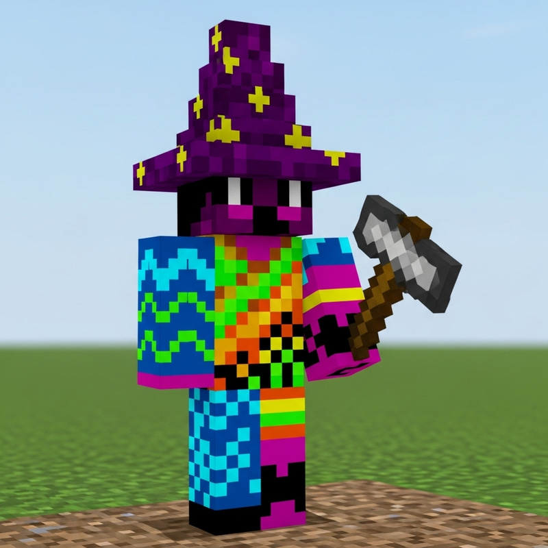 Unique Minecraft Skin Design | Blocky Pixelated Wizard with Axe Unique Minecraft Skin Design | Blocky Pixelated Wizard with Axe