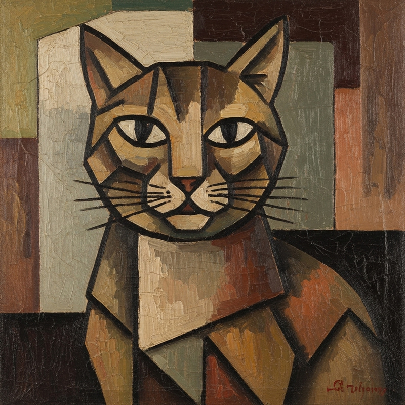 Cubist Cat Art: Geometric Shapes & Interlocking Planes Cubist Cat Art: Geometric Shapes & Interlocking Planes