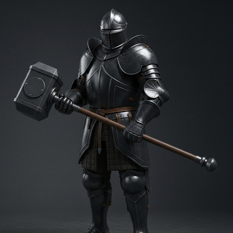 Black Armored Knight with Formidable Hammer Black Armored Knight with Formidable Hammer