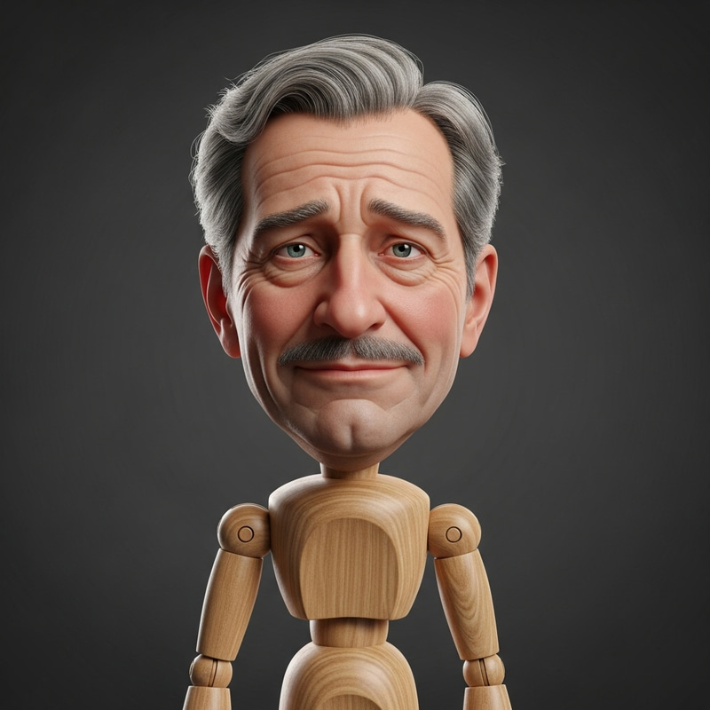 Hyper-Realistic Comic of Cyril Ramaphosa with a Sheepish Grin | Pinocchio-like Body