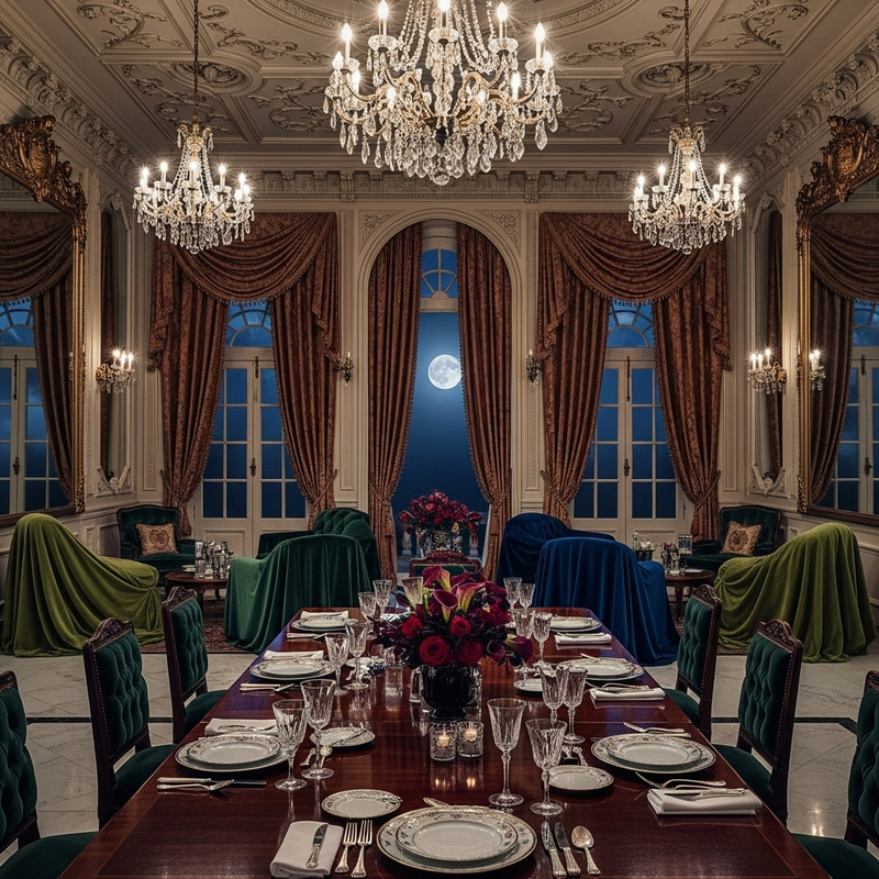 Elegant and Dramatic Vintage Manor Decor