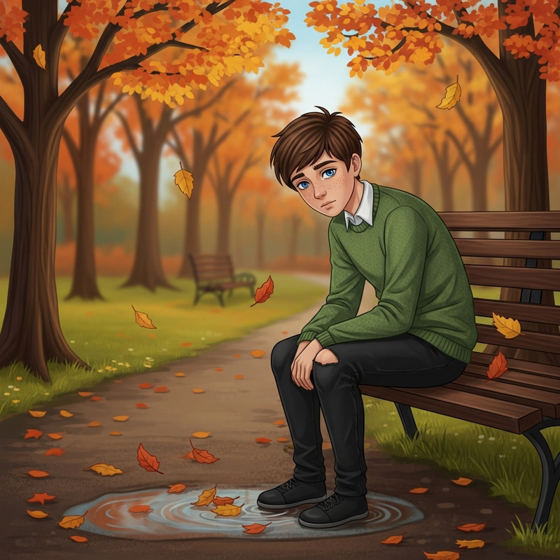 Lonely Boy in Autumn: A Moment of Reflection